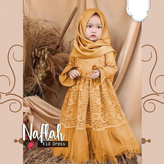 Maxi Dress Naflah Full Brukat Kid / Gamis Anak Full Brukat Naflah 3-6 Tahun / Gamis Anak Muslim  Kon