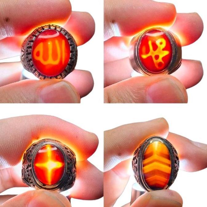 Batu Akik Yaman Wulung Natural Lafadz Junder Tapak Jalak ~ Cicin Pria Ring Alpaka Super