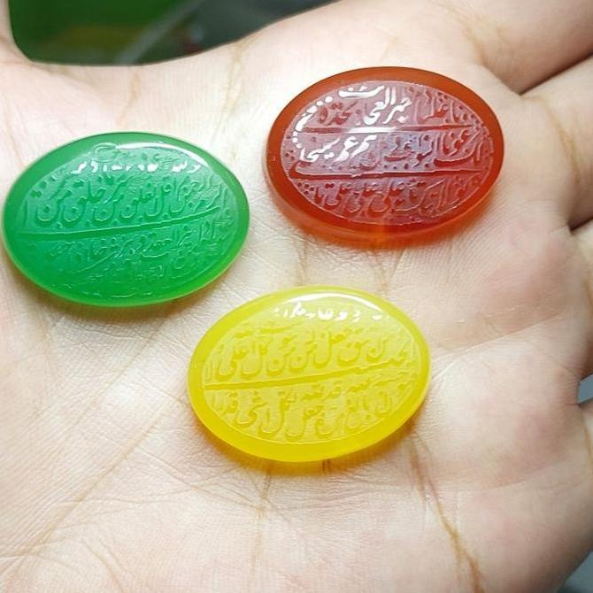 Batu akik yaman ukir kaligrafi