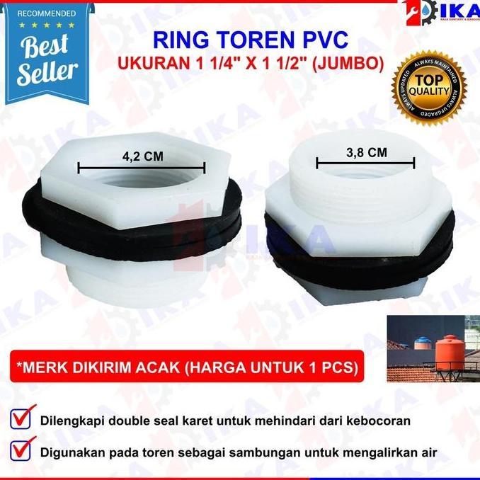GRANTZY RING TOREN 1 1/2" X 1 1/4 " PVC Karet / Mur Toren / Mur Tandon. Warna Putih 1 1/4 x 1 1/2 / 