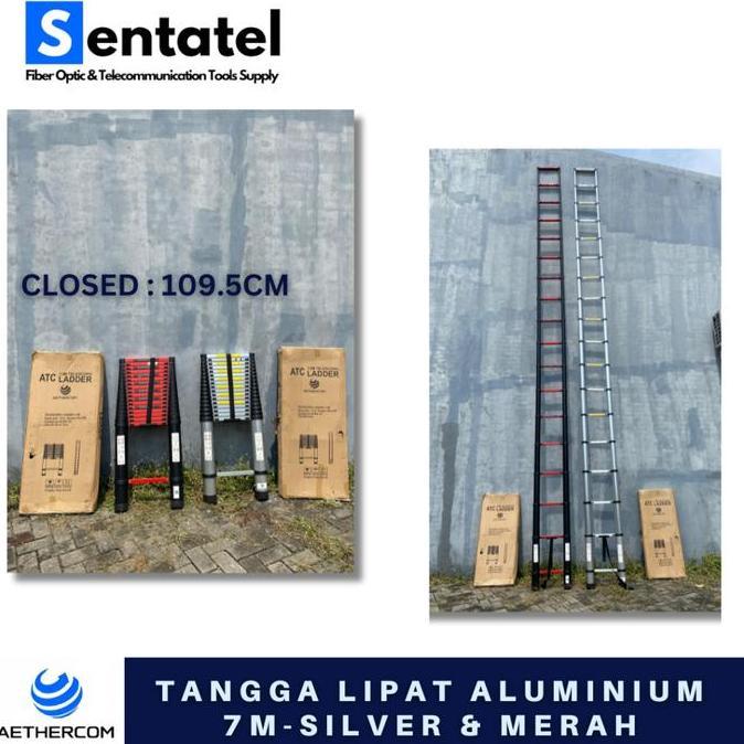 TANGGA LIPAT SINGLE TELESKOPIK ALUMINIUM 7 METER ATC TANGGA LIPAT / TANGGA TANGAN/ TANGGA TELESCOPIC