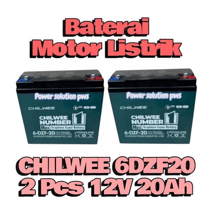 Baterai Motor Listrik Chilwee Model 6-DZF-20 12V 20Ah 1Unit Batre Sepeda Listrik Selis dll Aki Kenda