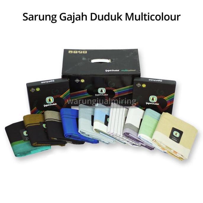 Sarung GAJAH DUDUK Multicolour Multi Color Kain Tenun Motif Warna Dewasa Pria Laki Cap Solat Sholat 