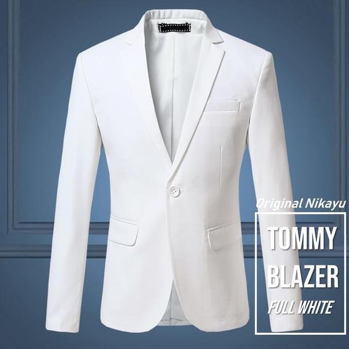 Termurah / Hot Sale Nikayu Tommy Blazer Slimfit Full White - Blazer Kerja Pria Warna Putih Original 