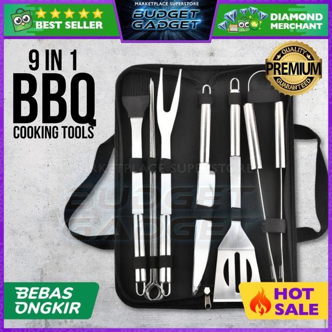 Itaratnasih - Set Peralatan Bbq Alat Masak Camping Panggang Stainless 9 In 1