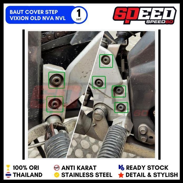 READY PROBOLT BAUT COVER STEP INJAKAN KAKI YAMAHA VIXION STAINLESS KING NUT