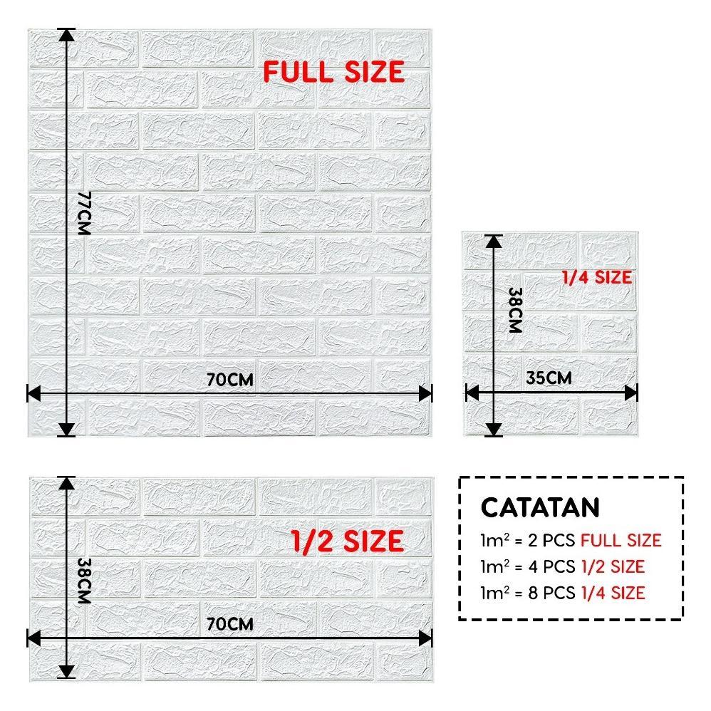 DISKON [PAKET 10 LEMBAR] WALLPAPER DINDING BATA FOAM 3D 70X38XM TEBAL 0.7MM