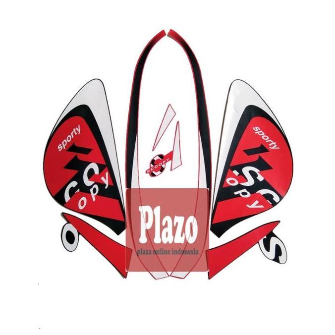 sticker motor / striping honda scoopy sporty 2021 hitam-merah