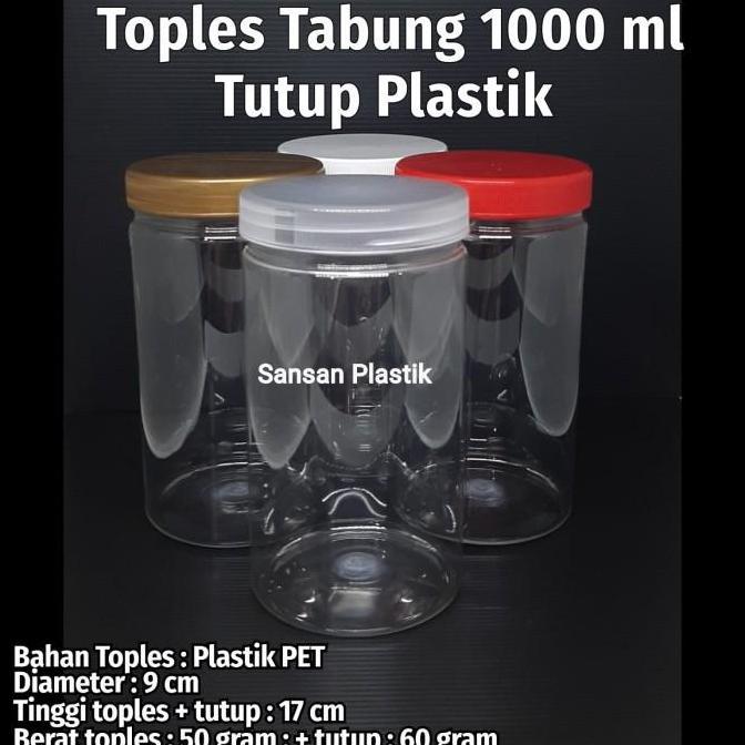 Toples Plastik 1 Liter / Toples Tabung 1 Liter - ONLY
