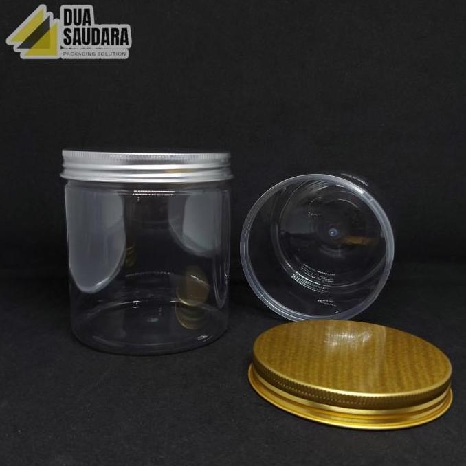 Toples jar/tabung 600 ml tutup almunium silver/gold