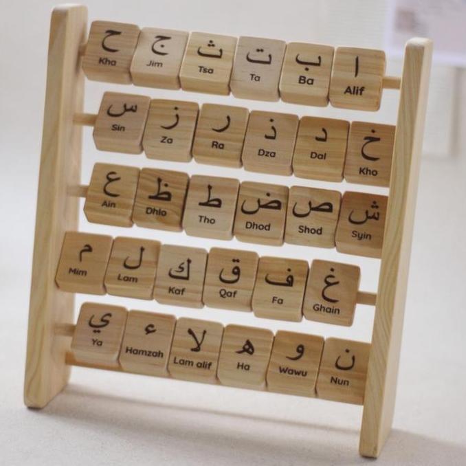 Lettering and Life Hijaiyah Learning Board Wooden Toys Hijaiyah Sempoa Balok Huruf Arab Mainan Kayu 
