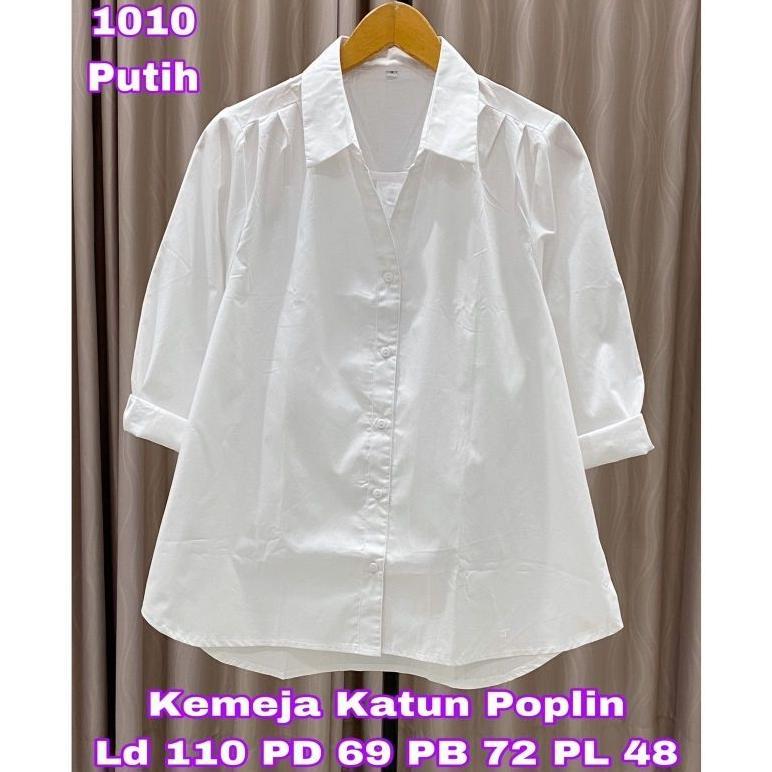 Kemeja Katun Poplin Polos Wanita Lengan Panjang