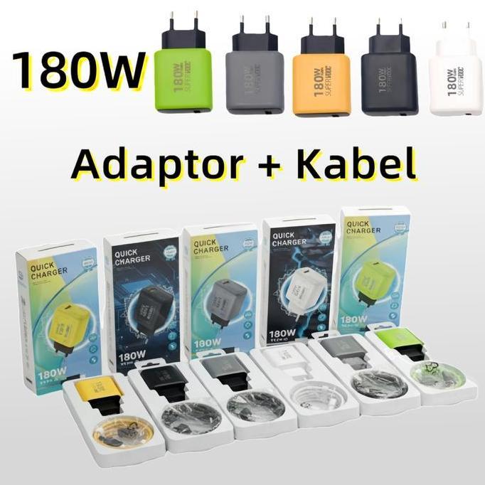 Adaptor Charger + Kabel TYPE C Micro Fast Charging Universal Daya Kustom 139 USB-A 180W Pengisian Ce