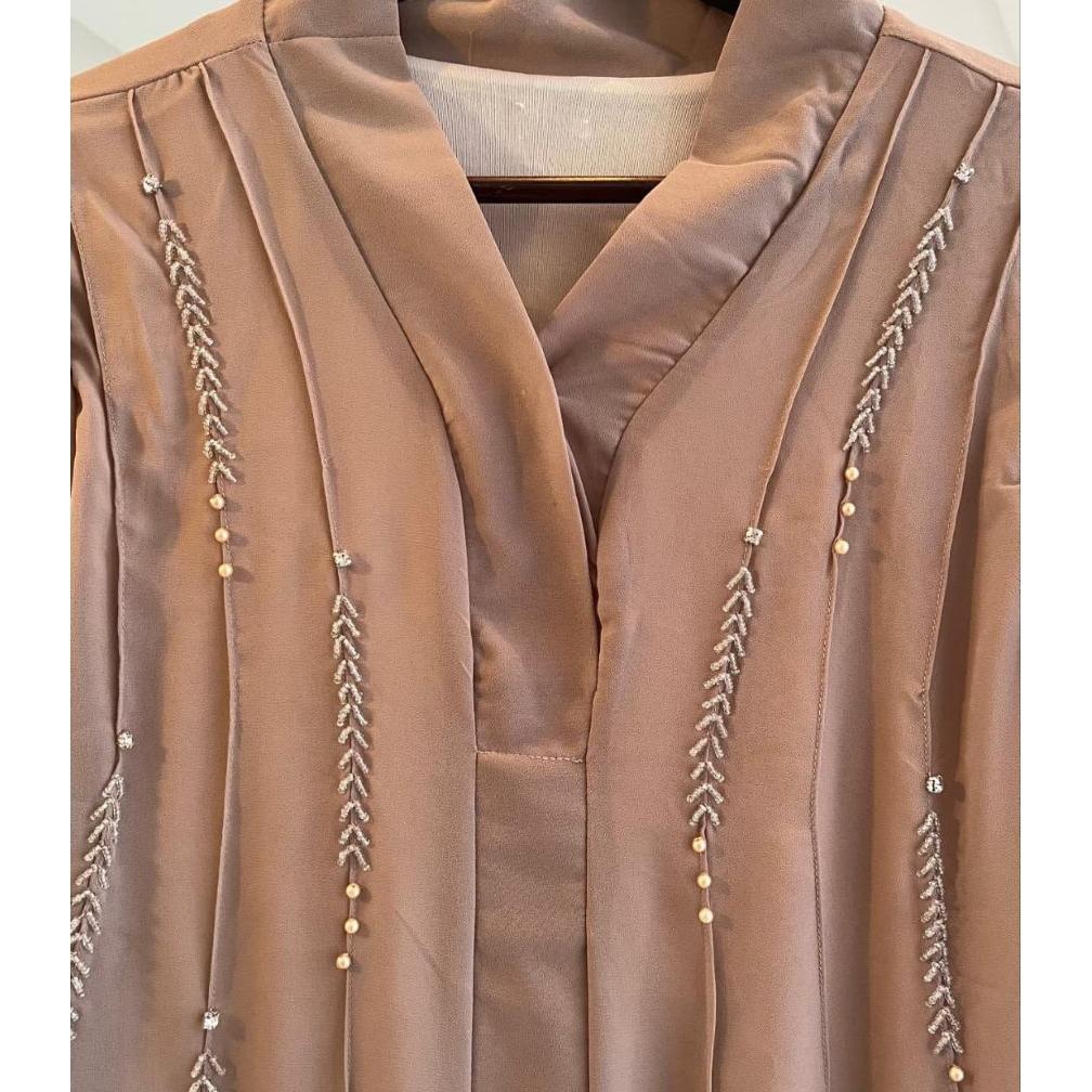 Unik Gamis Abaya Ceruty Payet Rample Set Hijab Wanita Muslim