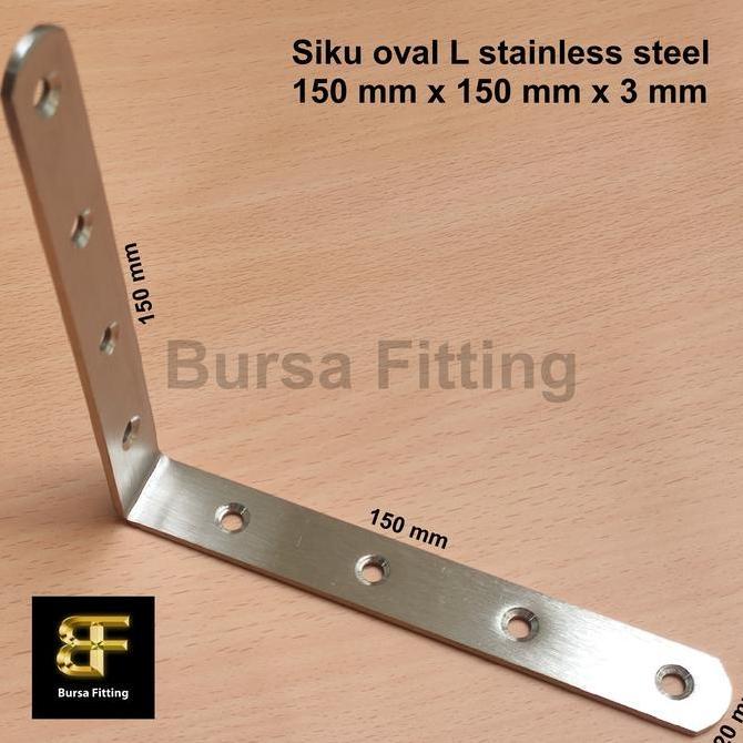 Siku stainless L 150 x 150 x 3 mm / plat siku penyangga stainless