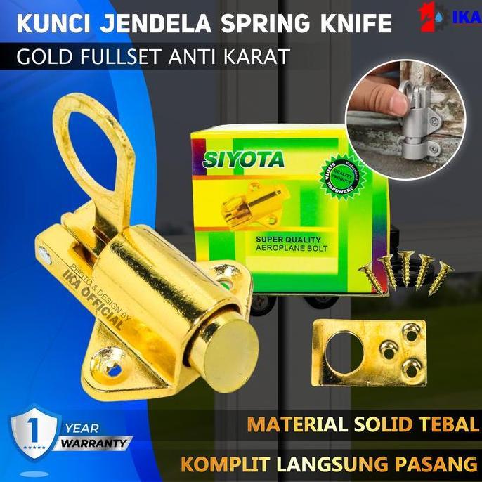 SYAUBAN Spring knife grendel kodok selot jendela kuning murah kualitas bagus