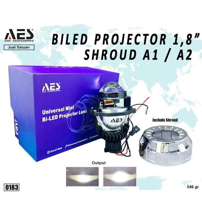 Projector BILED 1.8 Inchi Paketan Shroud A1 A2 Merk AES