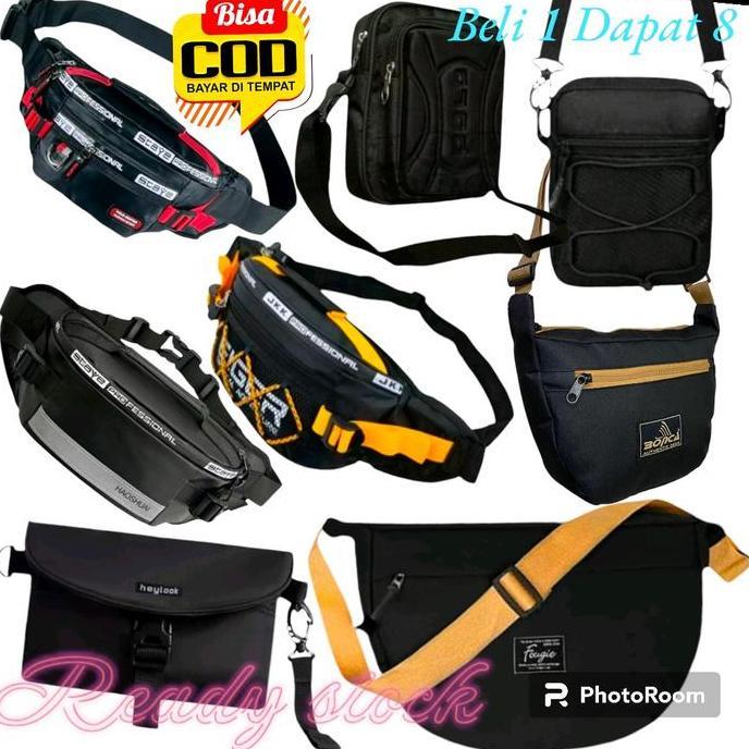 BEST SELLER  Paket Usaha Tas Selempang+Tas Slingbag +Tas Waistbag Pria untuk Pria - Pinggang, Cowok 