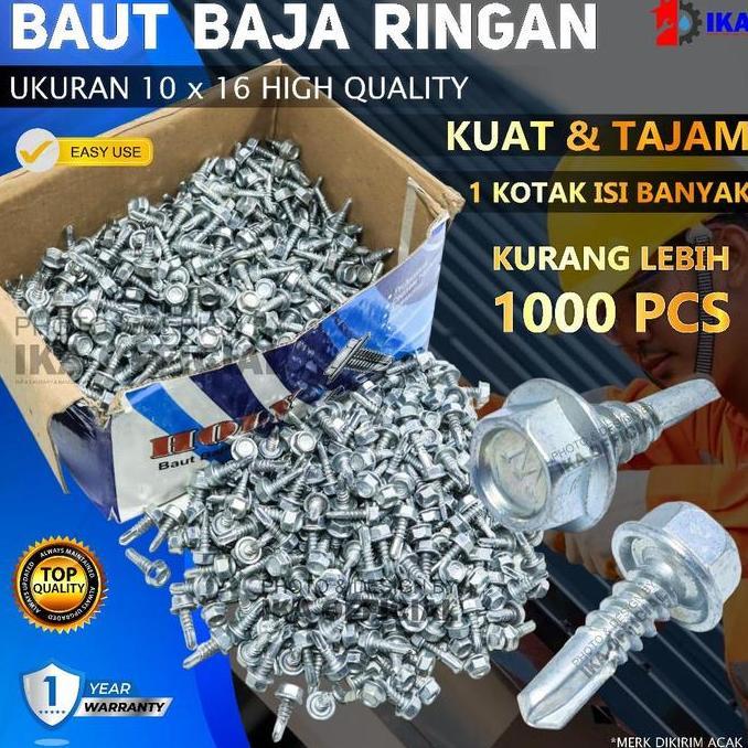 BLOCHEA Baut Baja Ringan 10 x 16 MM - 1 Dus - High Quality / Roofing Baut Baja Ringan 10x16 Baut / s
