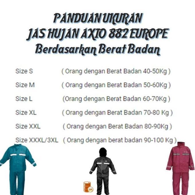 Mantel Jas hujan Axio 882 Europe Original Ukuran S M L XL XXL XXXL