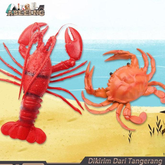 SYAUBAN Mainan Kepiting Lobster Karet Miniatur Animal Figure Bersuara