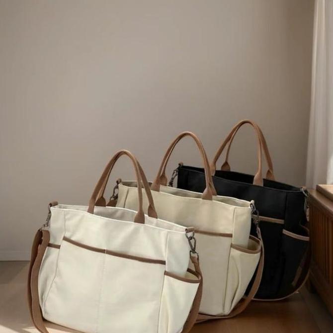 HEMAT LUAR BIASA Slingbag Kanvas Muat Laptop Totebag Pria & Wanita Tas Bahu Tas Selempang Tas Kuliah