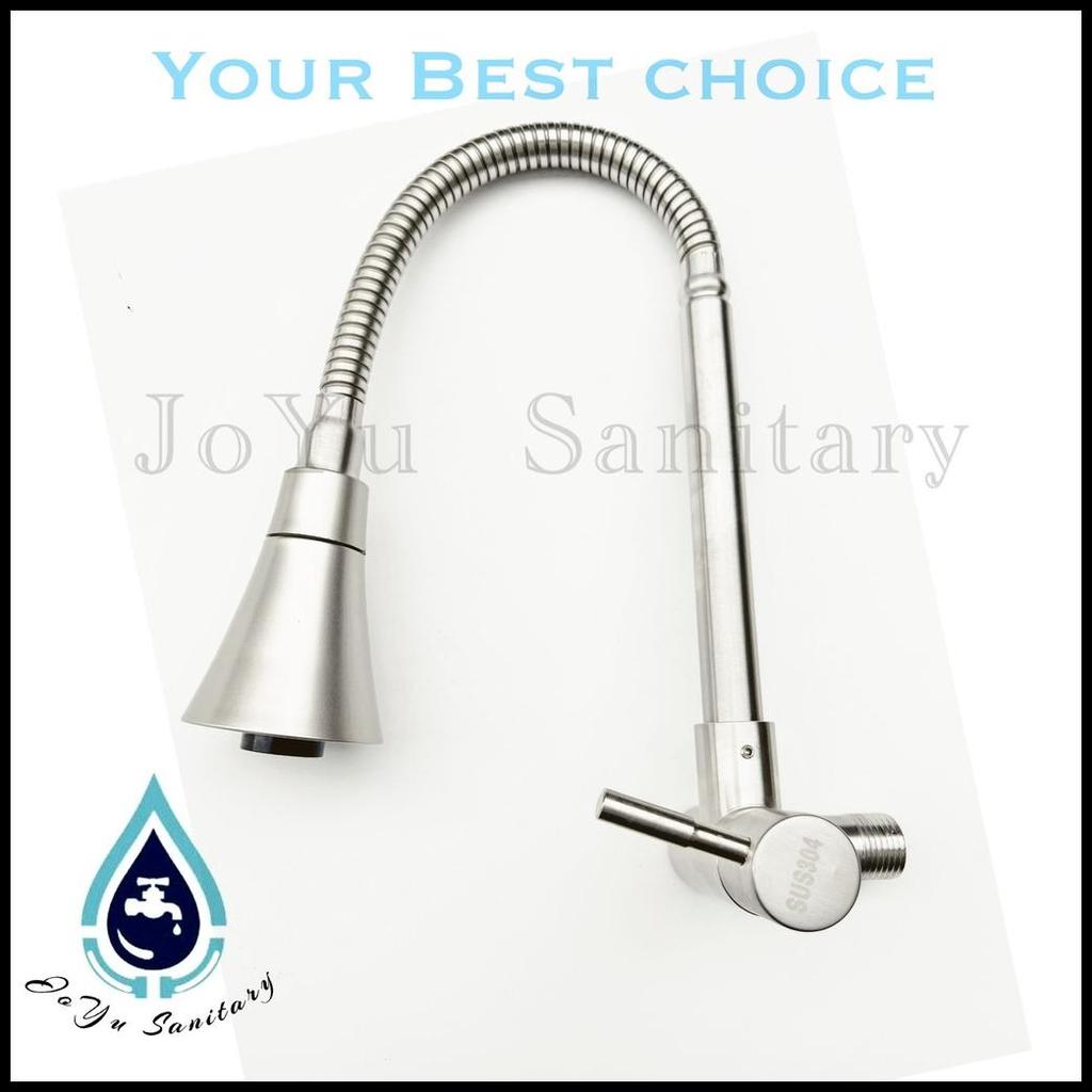 Kran Angsa  Sink Fleksibel Stainless 304 Minimalis Tembok 04Tr- Keran Dapur 2In1 Flexible Stenlis Su