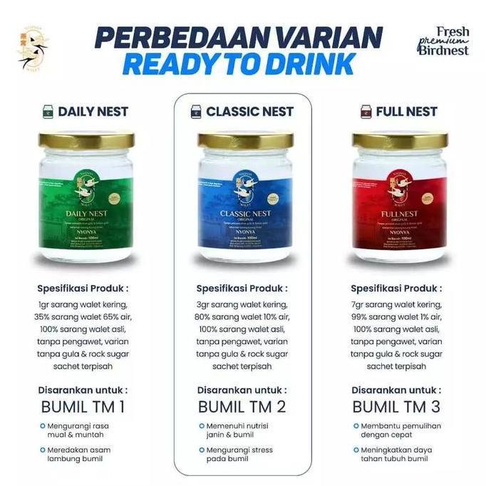 Kenk- Nyonya Walet - Minuman Sarang Walet - Bird Nest Drink - Classic Nest (80% Bird Nest) - 1 Jar