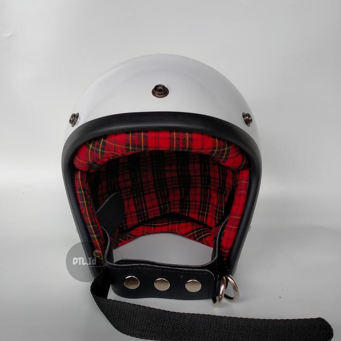 Helm Slim Head Putih Busa Tartan Original Dan Terpercaya