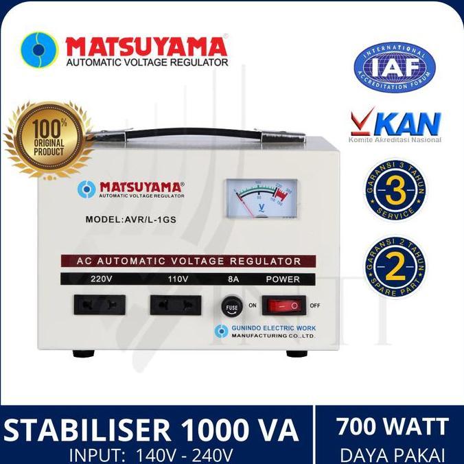 STABILIZER MATSUYAMA 1000 WATT 1 KVA STAVOLT STABILISER AVR/L-1GS ORIGINAL DAN TERPERCAYA