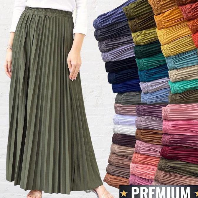 ROK PLISKET DEWASA PREMIUM Bawahan Wanita Tebal Maxi skirt full karet FASHION MUSLIM Hyget Super Mod