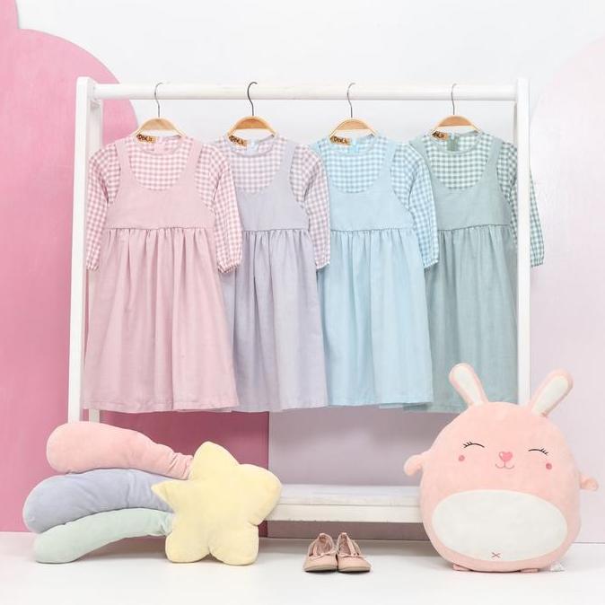 Pakaian Muslim Anak Perempuan Kaureen baju dress Katun Kotak