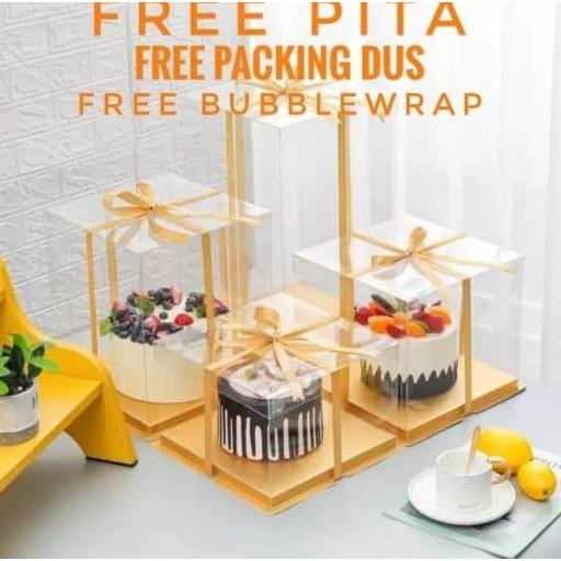 Kotak kue Kotak kue mika transparan Dus kue transparan Cake box KOTAK KADO ULANG TAHUN HANTARAN HAMP