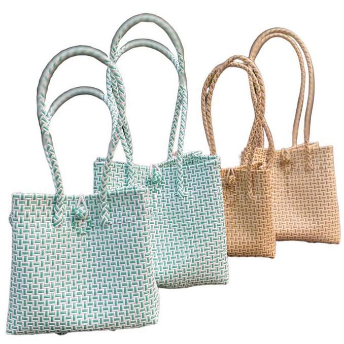 Kasora- Tas Anyaman Reguler Putih Warna Tengah Tote Wanita Totebag Perempuan