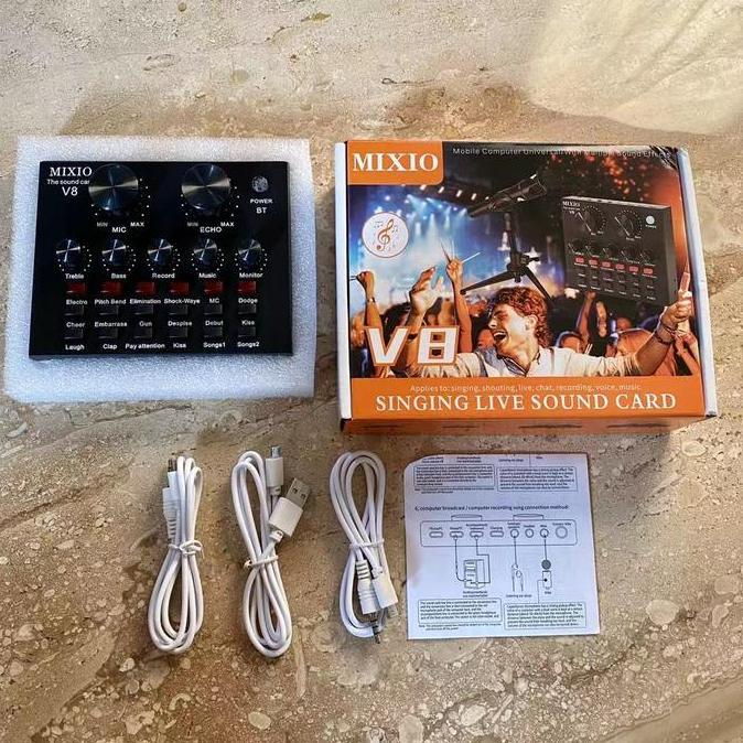 Comcom- Mixio Sound Card V8 Mixer External Soundcard V8 Usb Audio Live