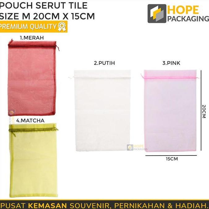 {5 Pcs] Kemasan Packing Tile Transparan M 20X15 Cm Souvenir Wedding Bahan Kain Tile Serut Cocok Untu