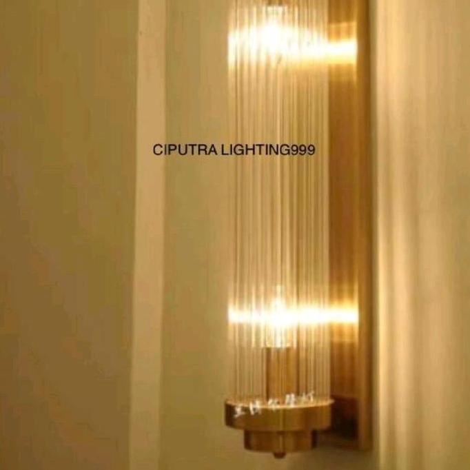 LAMPU DINDING HIAS KRISTAL MINIMALIS 2 LAMPU RUANG TAMU KAMAR TIDUR Kamar Gold Besi MEWAH