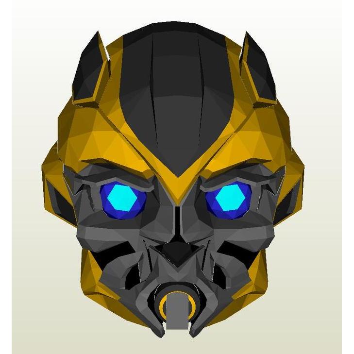 DIY Papercraft lembar kertas pola Bumblebee helmet life size