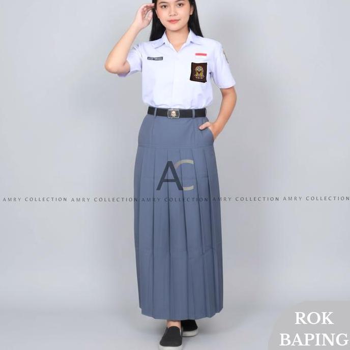 TERBARU  Rok Sekolah Wanita pinggang Bawah SMA bahan TWIST / Rok Sekolah wanita Baping / rok Baping 