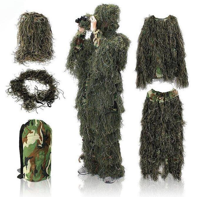 Baju Ghillie Suit Anak Dewasa Setelan Camo Sniper Tactical Hunting Kostum Outdoor Nyaman Untuk Bird 