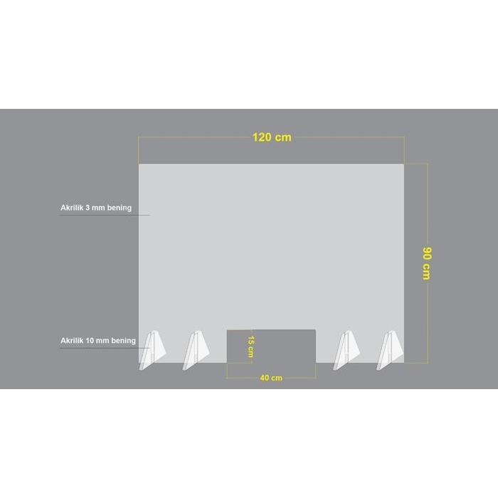 SEKAT MEJA AKRILIK/PEMBATAS MEJA/PARTISI MEJA ACRYLIC UK 120X90 CM