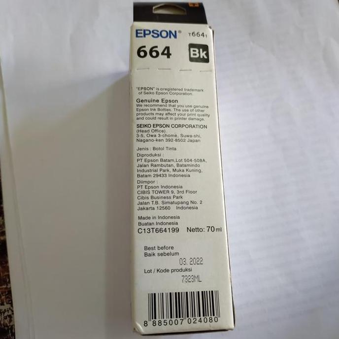 Tinta Epson T664 black tinta Epson L110 L200 L210 L300 L350 L360 L365 murah