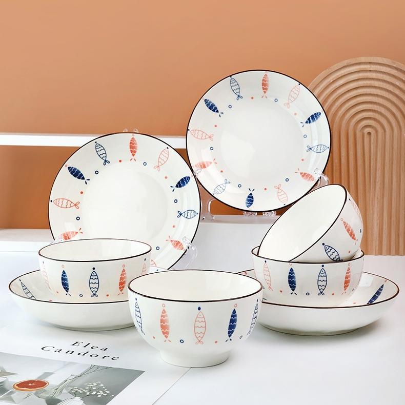 ASHOME Piring Makan Franc Series Blue Fish