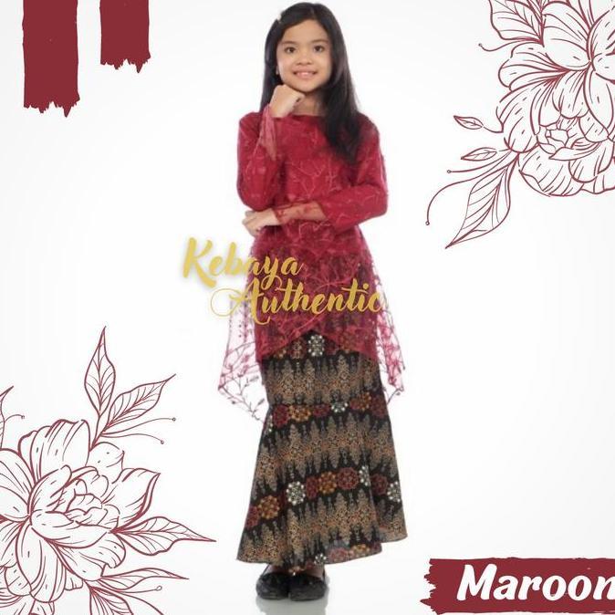 Kebaya Anak Perempuan Modern 14 Tahun Set Brokat Mutiara SD SMP