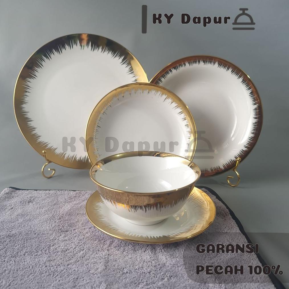 HOKITA Piring Makan Motif Planting Gold Aesthetic