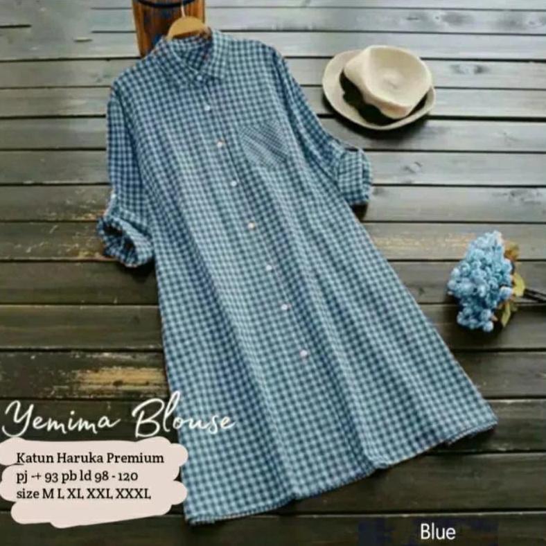 Tunik Katun Motif Kotak Oversize Jumbo