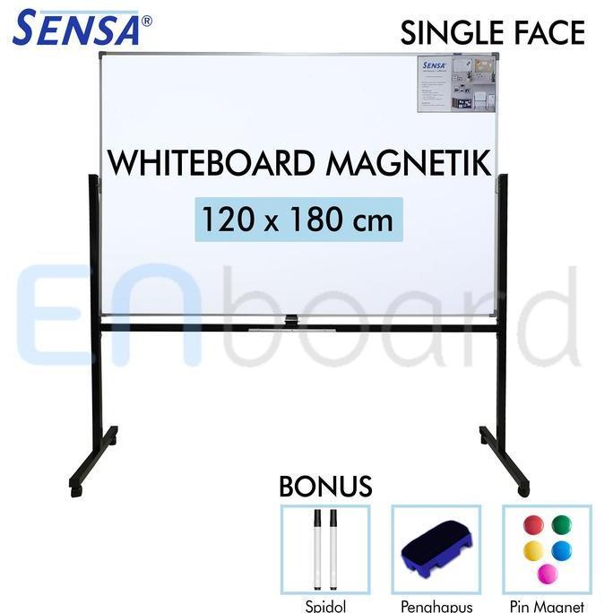 Papan Tulis Whiteboard Standing Magnet Single Face Sensa 120 x 180 cm