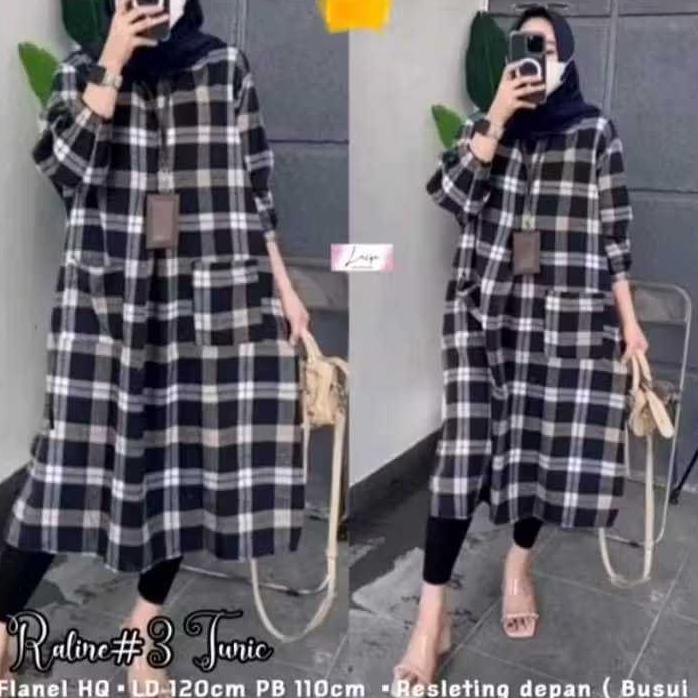 Grosir Promo Long Tunik Halus Lembut //Gamis Terbaru//Tunik Terbarru//Tunik Motif Kotak-Kotak