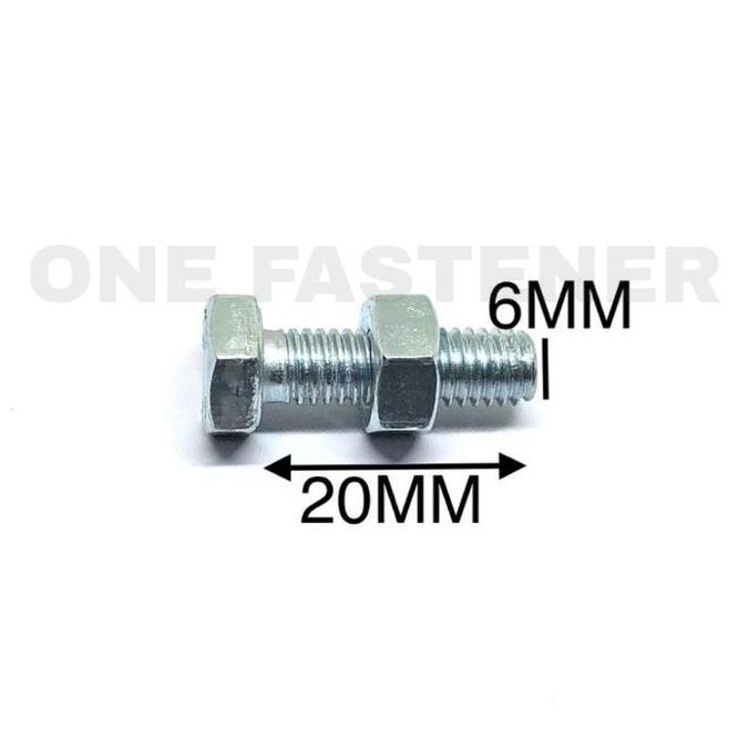 Gasss- Baut Mur M6X20 Putih 100 Pc Baut 10