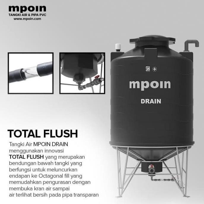 Teruss- Tangki Air / Tandon / Toren Mpoin Plus Drain 800 Liter